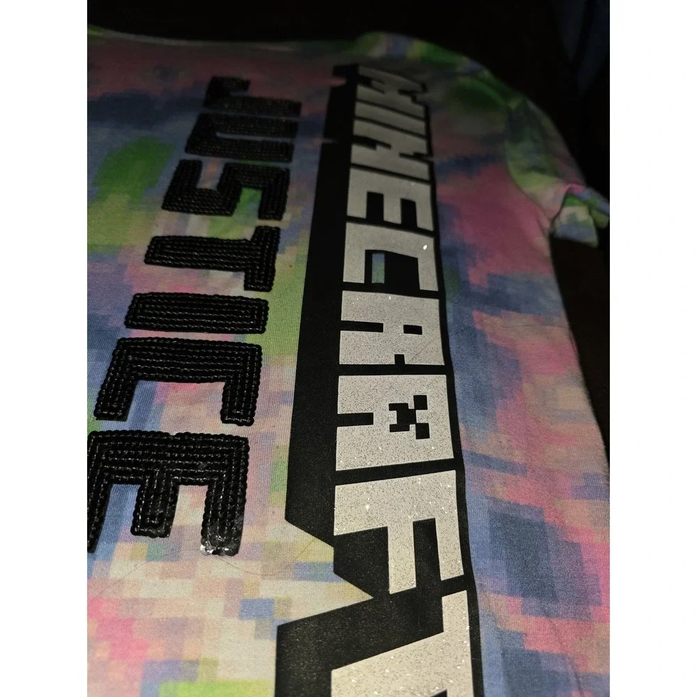 Justice Minecraft outfit top and shorts tie dye set size 7 8